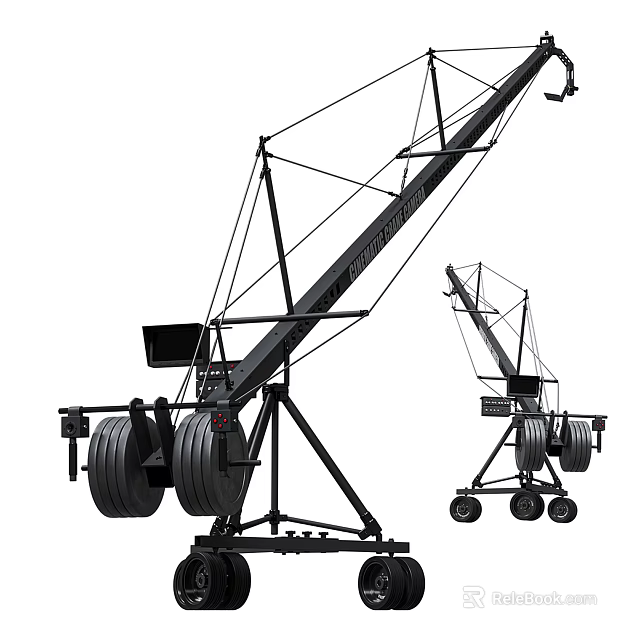 Industrial Mobile Cranes Equipment with Metal Boom Wheels and Control Panel for Construction Sites 3d model 