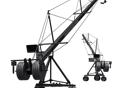 Industrial Mobile Cranes Equipment with Metal Boom Wheels and Control Panel for Construction Sites 3d model