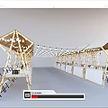Commercial Equipment Display in Open Layout Wooden Booths with White Countertops and Hanging String Lights