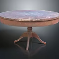 Elegant Round Table With Textured Marble Top And Three Metal Legs