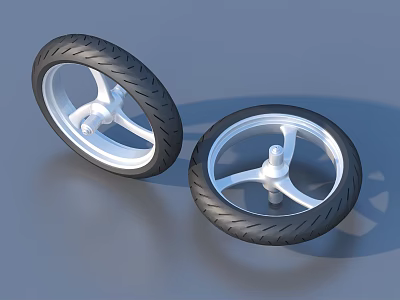 Two Black Rubber Tires With Silver Rims For Household Daily Use Items 3d model