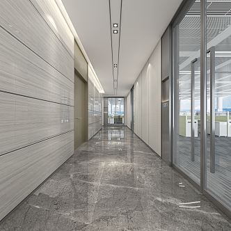 modern aisle office walkway 3d model