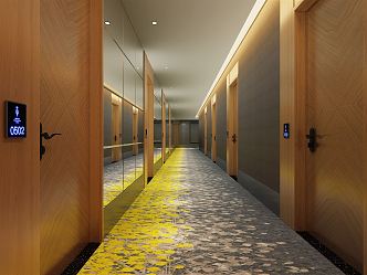 modern aisle hotel guest room aisle carpet electronic door display 3d model