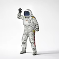 Silver Astronaut Decorative Ornament Set With Waving Pose And White Background