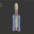 Detailed White Rocket Model With Side Boosters And Red Base Structure 3d model