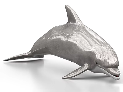 Shiny Metal Aquatic Animal Dolphin Sculpture With Leaping Pose And Smooth Surface 3d model