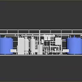 Industrial Equipment Model Featuring Metal Frame Blue Tanks And Piping Components