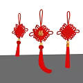 Traditional Red Chinese Knot Pendant with Fu Character and Decorative Tassels for Home Decoration