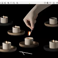 Decorative Candle Holder Set Featuring Hand Lighting Candles On Trays And Matchsticks