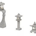 Three Different Traditional Outdoor Stone Lantern Lights With Decorative Design For Garden