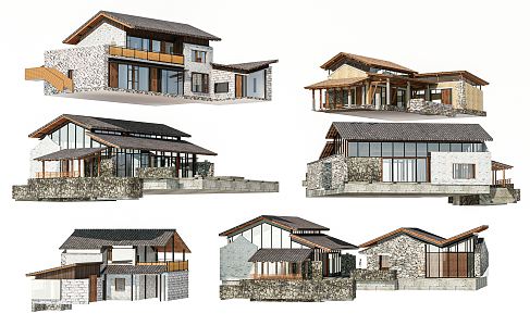 New Chinese Style Folk Houses Rural Folk Houses Rural Architecture Rural Self-built Houses Residential Buildings Residential Buildings Residential Buildings Residential Buildings Residential Buildings 3d model