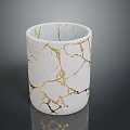 Elegant White Ceramic Cup With Golden Crackle Pattern For Home Decoration