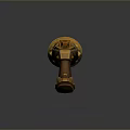Golden Ornate Pistol With Intricate Carved Details And Brown Wooden Handgrip