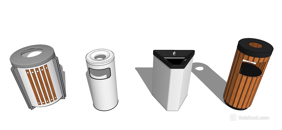 Public Facilities Trash Bins With Modern Designs And Functional Openings For Urban Spaces 3d model 