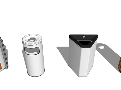 Public Facilities Trash Bins With Modern Designs And Functional Openings For Urban Spaces 3d model