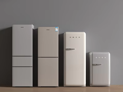 Various Modern Refrigerator Freezer Styles In Gray Beige White For Home 3d model