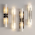 Modern Wall Lamps With Metal Frames White Shades And Warm Light Mounted On Wall