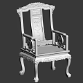 Chinese Traditional Dining Chair With Intricate Carved Patterns And Solid Wood Frame