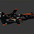 Futuristic Mechanical Structure With Black Red Silver Accents Multiple Wing Shaped Parts