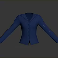 Blue Knitted Jacket With Lapel Collar Long Sleeves And Buttons As Daily Essentials