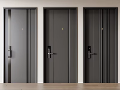 Three Modern Security Doors With Smart Locks 3d model