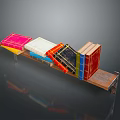 Stylish Bookshelf Displaying Colorful Books With Red White Blue Black And Yellow Covers