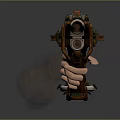Vintage Mechanical Weapon 3D Model With Copper Green Finish And Detailed Texture