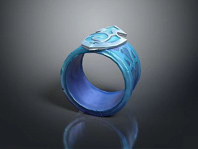 Blue Decorative Ring With Intricate Patterns And Shiny Surface Design 3d model