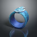Blue Decorative Ring With Intricate Patterns And Shiny Surface Design 3d model