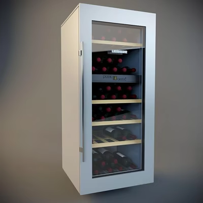 Modern Wine Cabinet with Glass Door and Wooden Shelves for Storing Wine Bottles 3d model
