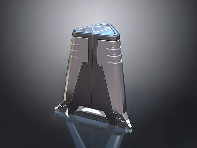 Futuristic Weapon Stand With Metallic Design Triangular Top And Sturdy Support Legs 3d model
