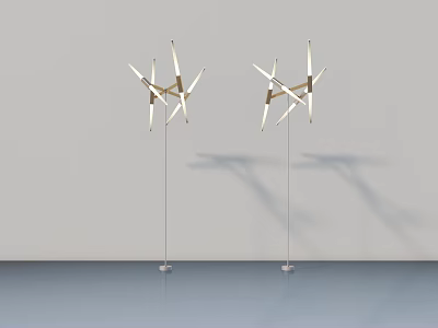 Modern Stylish Floor Lamps With Multiple Arms And Geometric Design In Minimalist Room 3d model