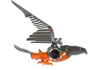 Electric Mechanical Eagle Toy With Orange Body And Movable Wings 3d model