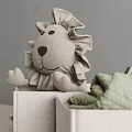 Gray Fabric Storage Baskets With Handles Holding Lion Plush And Green Clothes