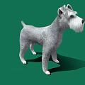 Cute Gray Schnauzer Dog Standing On Green Background With Shadow 3d model