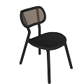 Black Modern Dining Chair With Woven Backrest And Sleek Design