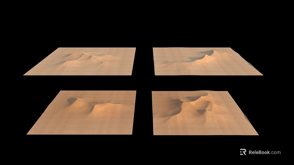 Desert Landscape Featuring Sandy Dunes In Various Shapes From Different Views 3d model 