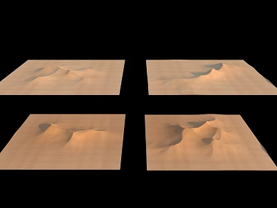 Desert Landscape Featuring Sandy Dunes In Various Shapes From Different Views 3d model
