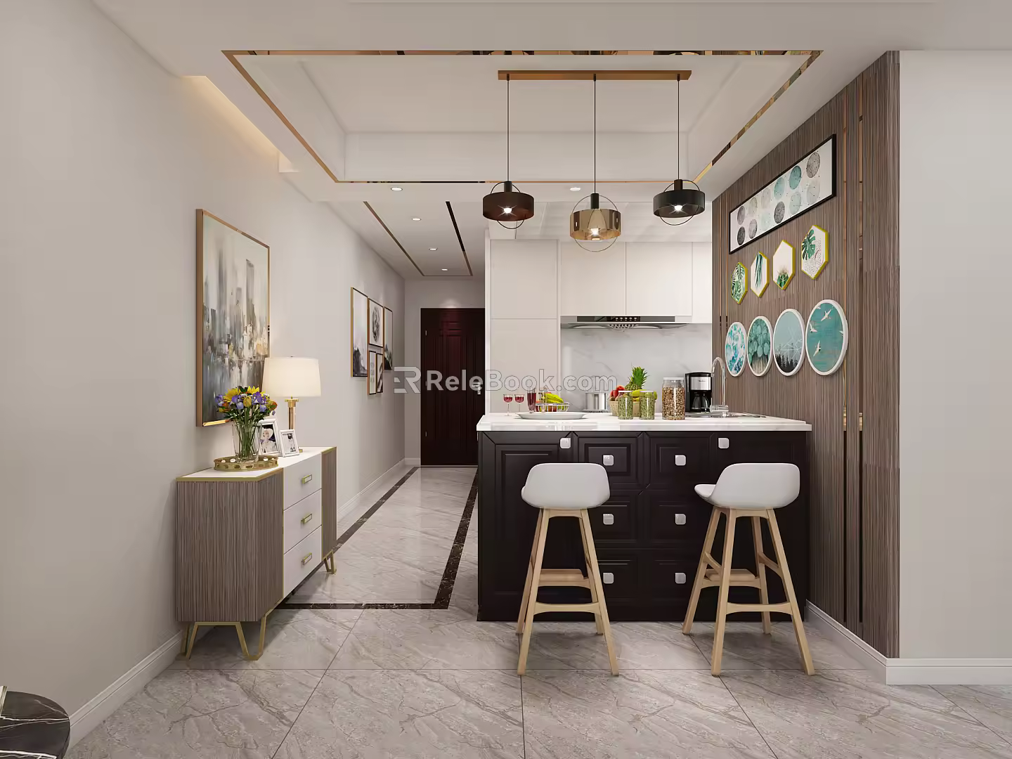 Modern bar area Hong Kong style 3d model