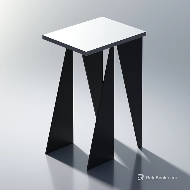 Modern Single Chair With White Square Seat And Black Geometric Legs 3d model 