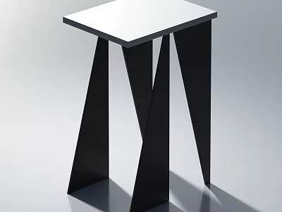 Modern Single Chair With White Square Seat And Black Geometric Legs 3d model