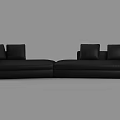 Black Leather Sectional Sofa Modern Spacious Design For Living Room 3d model