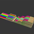 Creative Rainbow Colored Wooden Blocks With Wavy Design And Stacked Structure