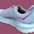 Light Purple And Pink HOKA Athletic Shoes With Knit Upper And Cushioned White Sole
