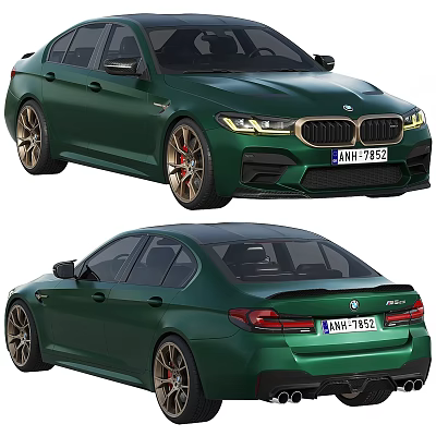 Green BMW M5 Car Front And Rear Views 3d model