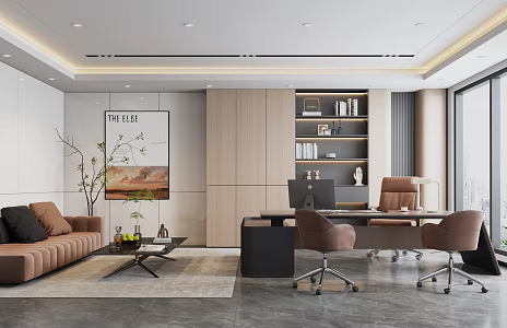 Modern manager office desk chairman office sofa painting 3d model