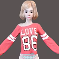 Game Movie Character In Pink LOVE 86 Outfit