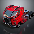 Red Custom Vintage Truck With Unique Windshield Design And Metal Chassis