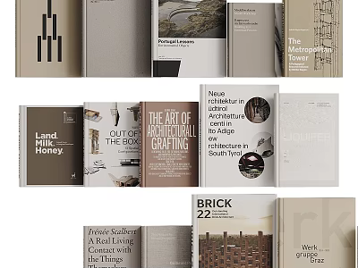 Diverse Books And Magazines Featuring Art Architecture And Structural Design Covers 3d model