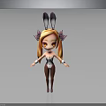 3D Cartoon Character With Rabbit Ears Long Blonde Hair Bow And Bodysuit